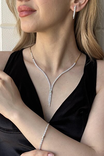 ZÜMRÜT SARRAF 14 Ayar Altın Desenli Su Yolu Kolye Bileklik Küpe Üçlü Set