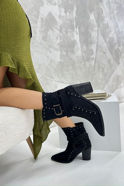inizio Μαύρα Suede Western Γυναικείες Μπότες GD60