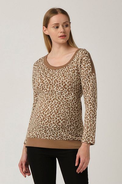 BUSA Camel Pregnant Print - Μπλούζα με δαντέλα στην πλάτη