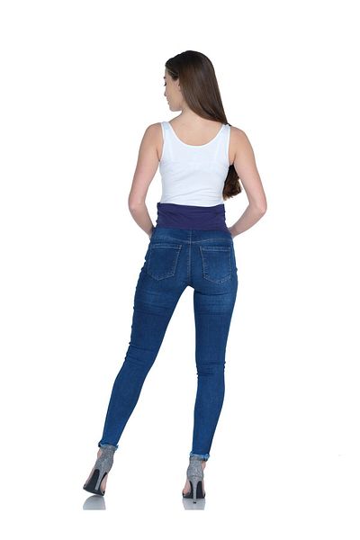 BUSA Blugi de Maternitate cu ciucuri Skinny Leg Albastru