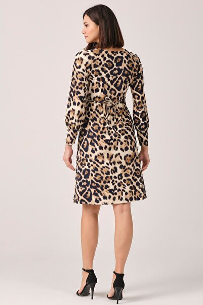 BUSA Hamile Günlük Elbise Leopar Desenli Lacivert