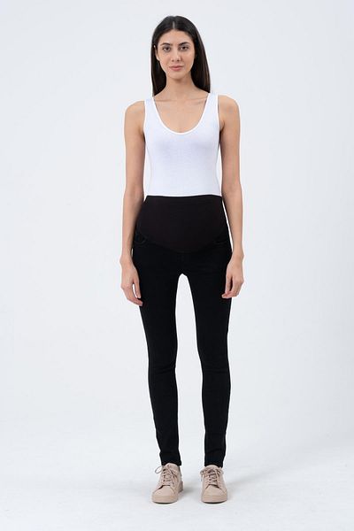 BUSA Blugi negri skinny - elastici de maternitate, cu bandă abdominală, talie reglabilă