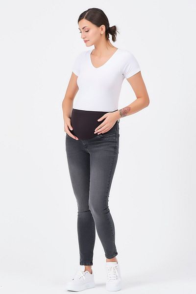 BUSA Anthracite Maternity Skinny Jeans - Flexible and Abdominal Band