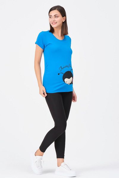 BUSA Tricou imprimat cu guler în U pentru gravidă Saks