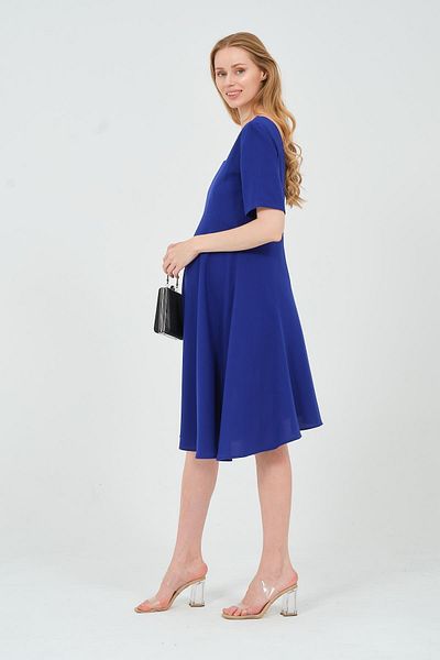 BUSA Saks Colorful Maternity Midi Evening Dress - Short Sleeve and Square Collar