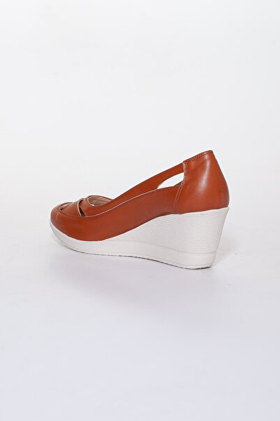 Dilimler Ayakkabı Wedge Sole Orthopedic Tan Women's Wedge Heeled Shoes