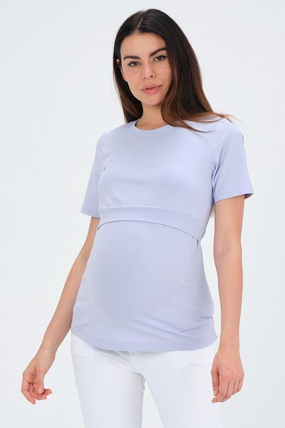 BUSA Tricou cu mânecă scurtă pentru gravidă care alăptează Liliac