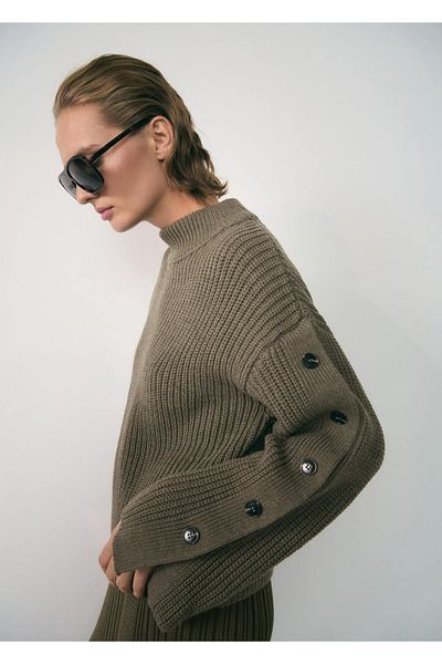 MANGO Woman Knitted Sweater with Button Detail