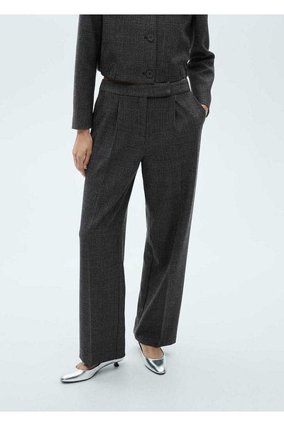 MANGO Woman Straight Cut Tweed Trousers