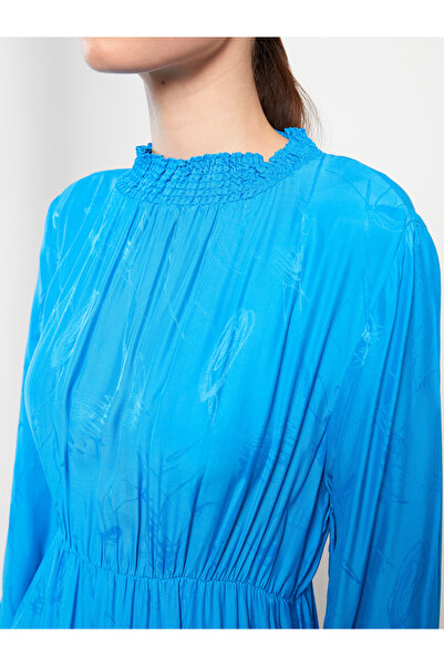 LC Waikiki Rochie de damă din viscoză cu mânecă lungă cu guler ridicat