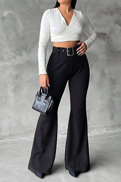 Velista Plus Size Belted Crepe Trousers