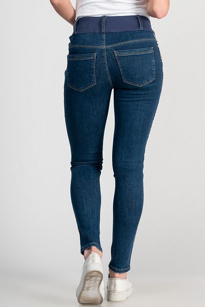 BUSA Pregnant Skinny Jeans with Bottom Abdominal Support Blue