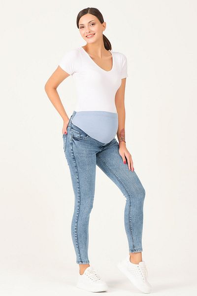 BUSA Blugi skinny cu bretele elastice de maternitate, albaștri