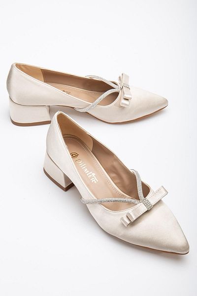 Dilimler Ayakkabı Satin Stone Pointed Nude Pantofi damă Marime Mari Cu Toc