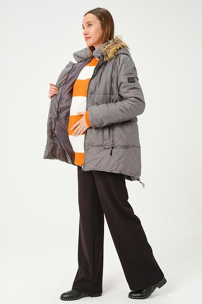 BUSA Maternity Inflatable Maternity Coat with Zipper Detail Gray