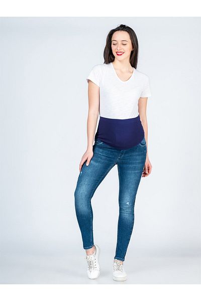 BUSA Blugi De Maternitate Ripped Model Skinny Leg Albastru Albastru