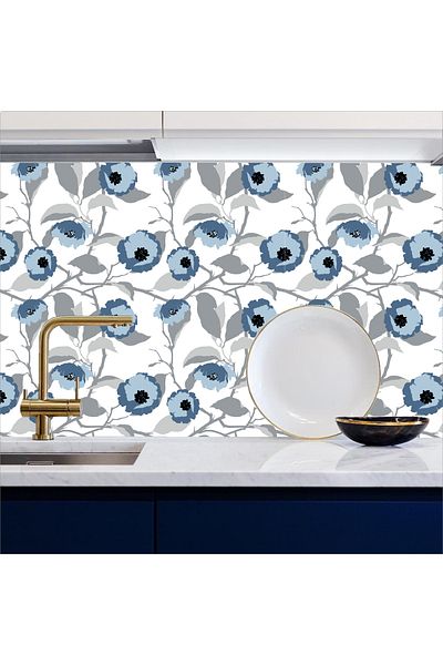 Bigaimaj Bucătărie Între Blat Folie Acoperire Autoadeziv Motiv Floral 60cm X 100cm