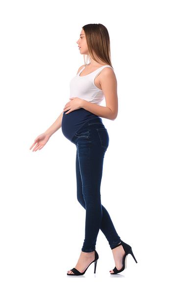 BUSA High Waist Adjustable Waist Skinny Jeans Navy Blue