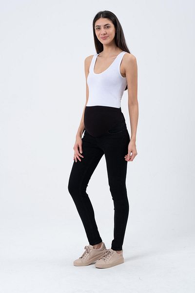BUSA Blugi negri skinny - elastici de maternitate, cu bandă abdominală, talie reglabilă