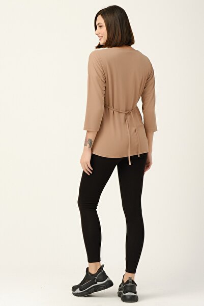 BUSA Λεπτομερής μπλούζα με γιακά εγκυμοσύνης Μπεζ