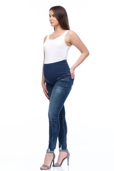 BUSA Blugi skinny cu bandă abdominală elastică de maternitate, cu talie ajustată, albastru
