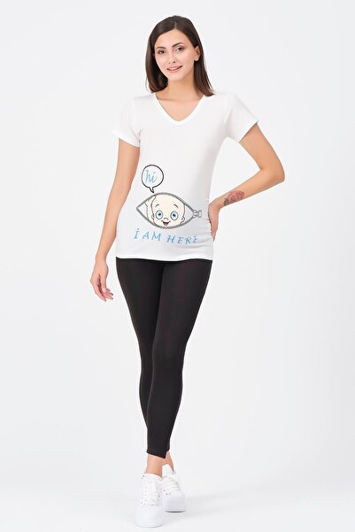 BUSA Футболка з принтом для вагітних з V-подібним вирізом та малюнком немовля...