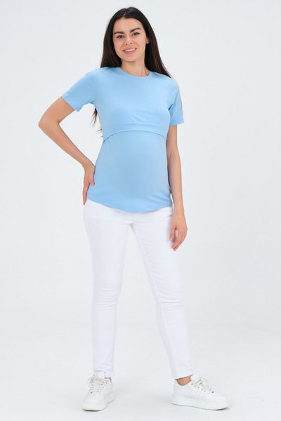 BUSA Tricou cu mânecă scurtă pentru gravidă care alăptează, albastru