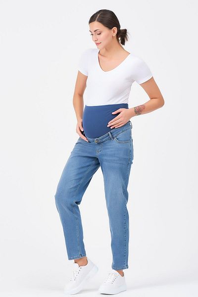 BUSA Blugi Mom Fit pentru Gravida Albastru