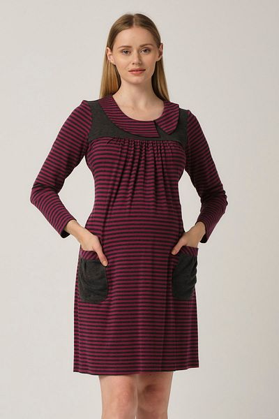 BUSA Pregnant Women's Robe Daily Dress Fuchsia