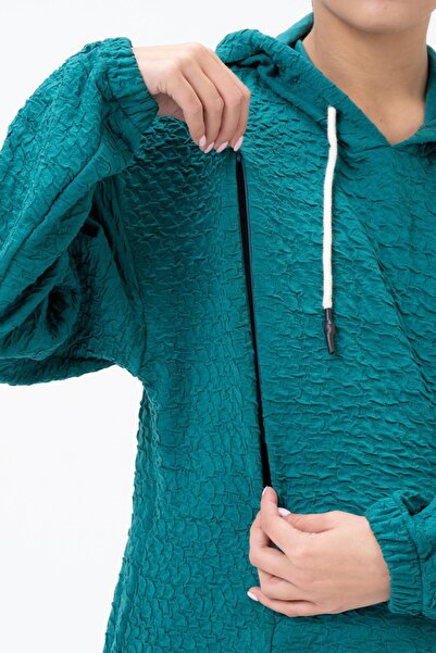 BUSA Зелен суитшърт с качулка за бременни и кърмене