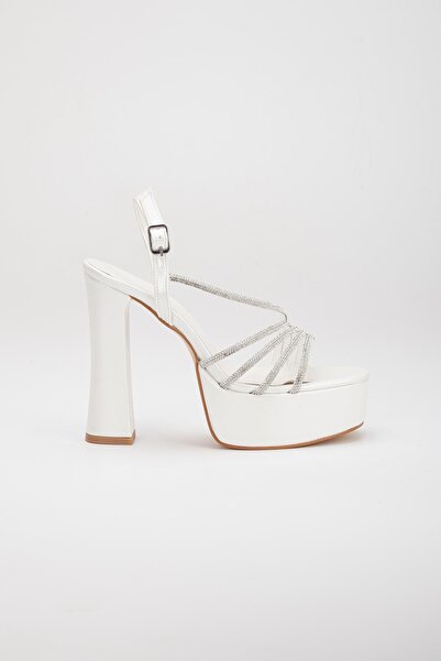 Dilimler Ayakkabı Жіночі вечірні туфлі з перехресним камінням на платформі та перламутровою підошвою