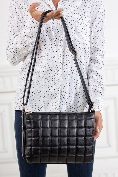 Dilimler Ayakkabı Square Quilted 3 Compartment Black Women's Shoulder Bag
