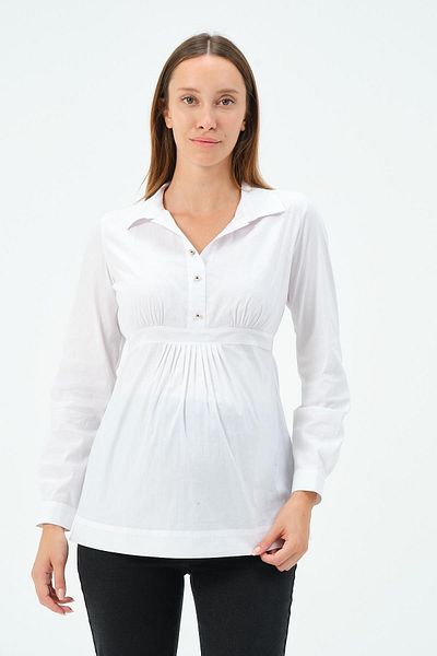 BUSA White Maternity Collar Classic Shirt - Buttoned
