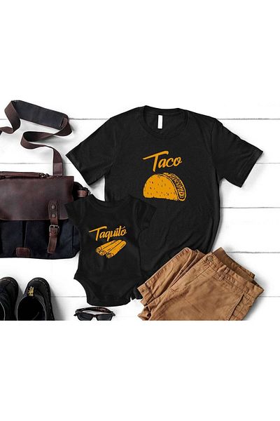 Tshirthane Тениска с боди „Баща, син, Тако, Тако“ (ЦЕНАТА Е ЗА ЕДИН ПРОДУКТ, ДОБАВЕТЕ 2 В КОЛИЧКАТА, ЗА ДА НАПРАВИТЕ КОМБИНАЦИЯ)