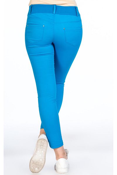 BUSA Pantaloni Gradina Gabardina Picior Drept Model Albastru