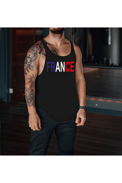 CDA Black France Gym Tank Top - Sports Tank Top