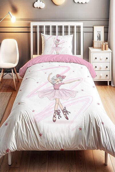 EVPANYA Ribbon Ballerina Patterned Single Baby Kids Bedding Set