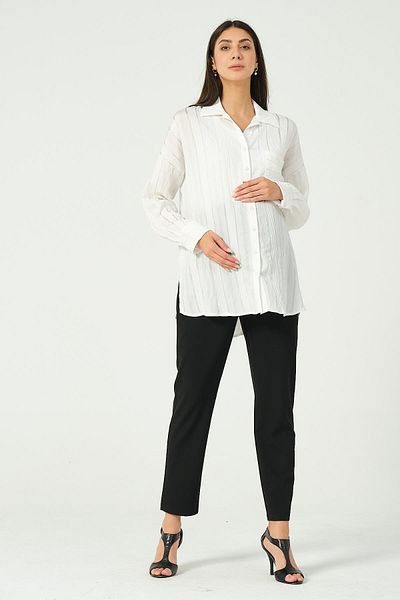 BUSA White Maternity Shirt - Front Pocket