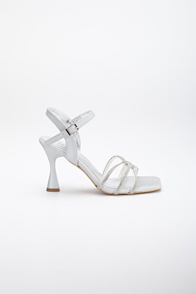 Dilimler Ayakkabı Pantofi de seară cu toc pentru femei, argintiu, satinat cu pietre