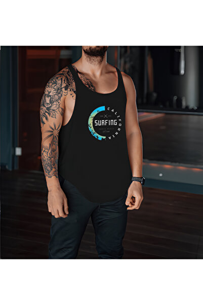 CDA Surfing California Gym Black Tank Top - Sports Tank Top