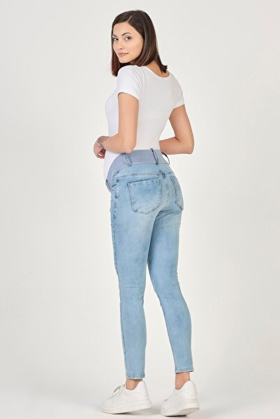 BUSA Blugi skinny cu susținere abdominală de maternitate, albastru