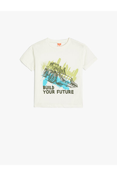 Koton Beige Boy's Cotton Printed T-Shirt