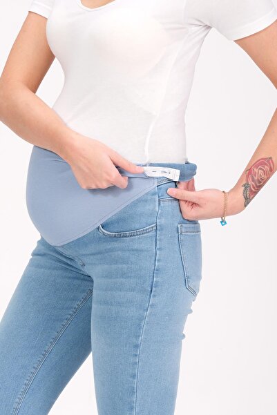 BUSA Hamile Esnek Karın Bantlı Skinny Kot Pantolon Açık Mavi