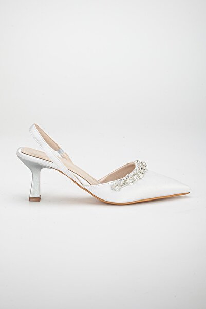 Dilimler Ayakkabı Pantofi de seară de damă cu toc argintiu negru cu croi simetric din piatra din satin