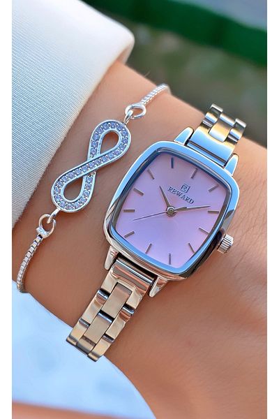 Reward Brand Silver Color Small Case Steel Cord Women's Wristwatch - with Bracelet Gift