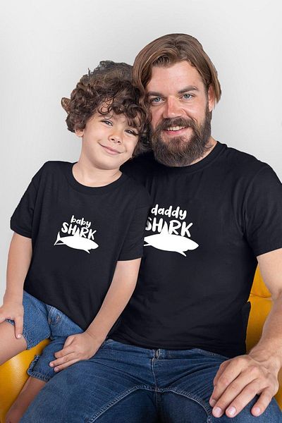 Tshirthane Tričko Daddy Baby Shark Otec Syn (CENA JEDNOHO PRODUKTU PŘIDEJTE 2 KUSY DO KOŠÍKU K VÝROBU KOMBINACE)