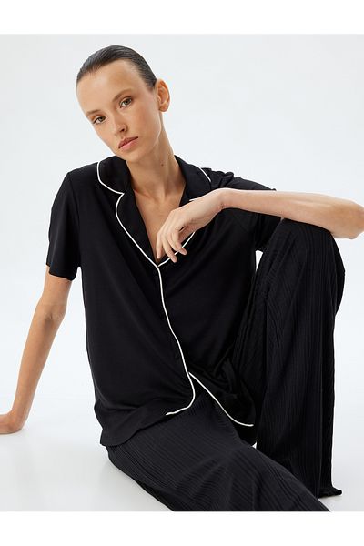 Koton Κοντομάνικο πουκάμισο Sleepwear Top ύφασμα βισκόζης