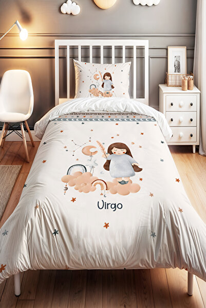 EVPANYA Bohem Başak Burcu Desenli Tek Kişilik Bebek Çocuk Nevresim Seti