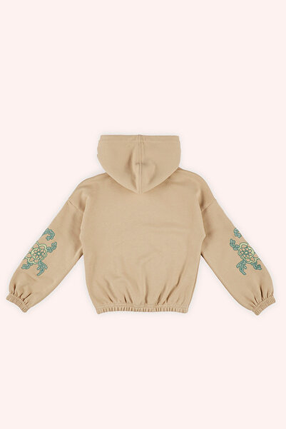 Panço Girl's Zippered Beige Sweatshirt