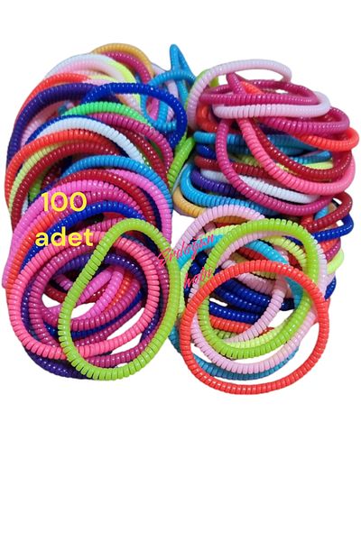erdoğan hobi Spiral Rubber Hair Clip 100 Pieces (Thin) Pasta Buckle Rubber Wristband Hotel Bath Key Bracelet